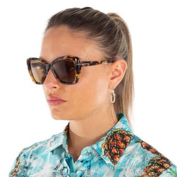 NEW TOM FORD SUNGLASSES, FT1008 55J HAVANA WOMEN EYEWEAR TF1008 55J